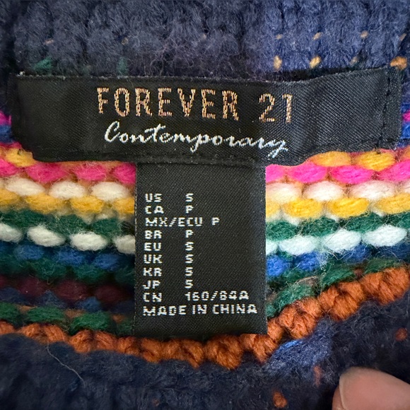 Colorful Cropped Striped Y2K aesthetic Sweater Forever 21 S - Picture 5 of 10